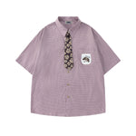 復古格紋短袖襯衫