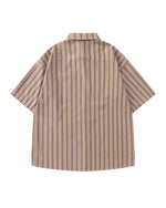 Vertical striped necklace short-sleeved shirt