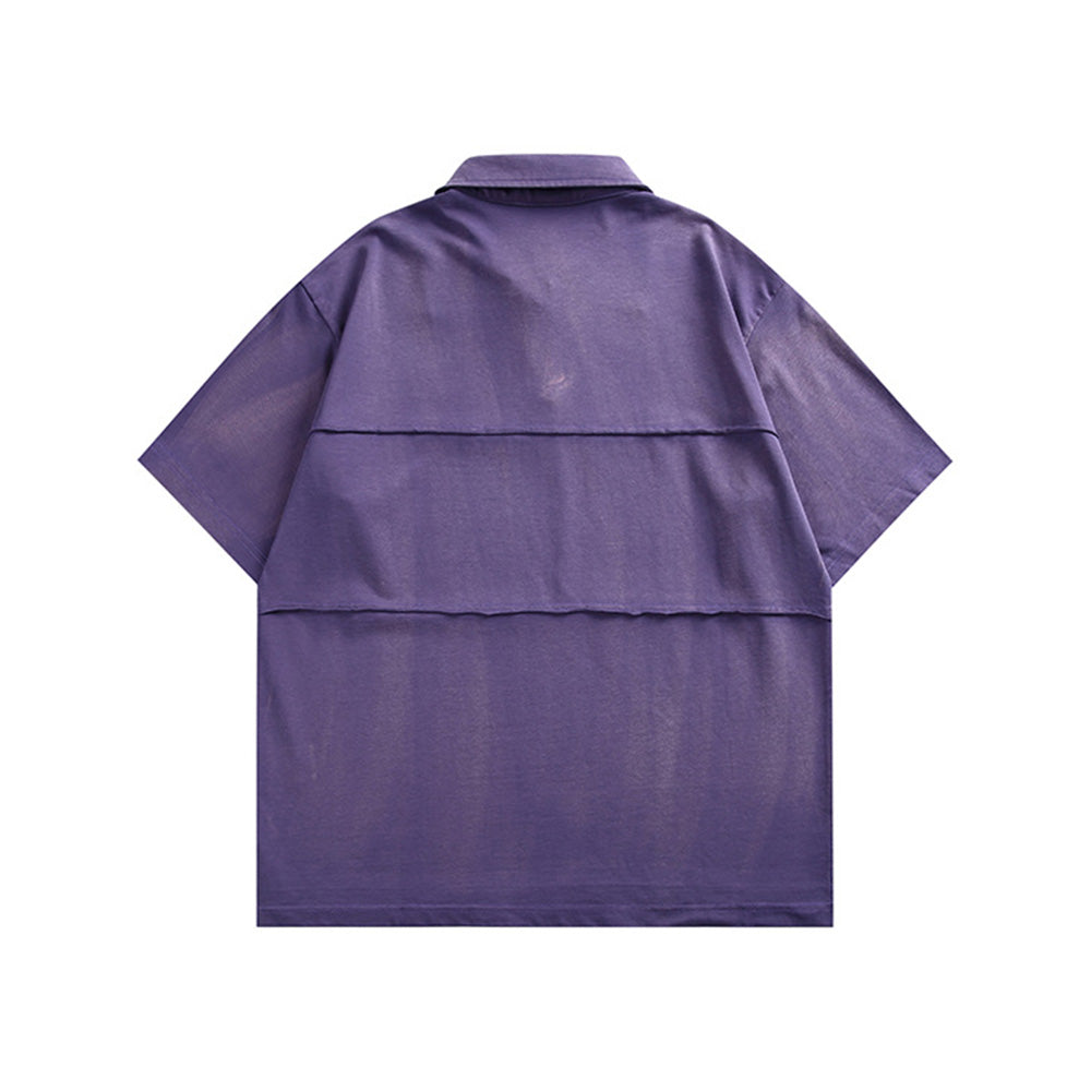 Stitched washed polo short sleeves