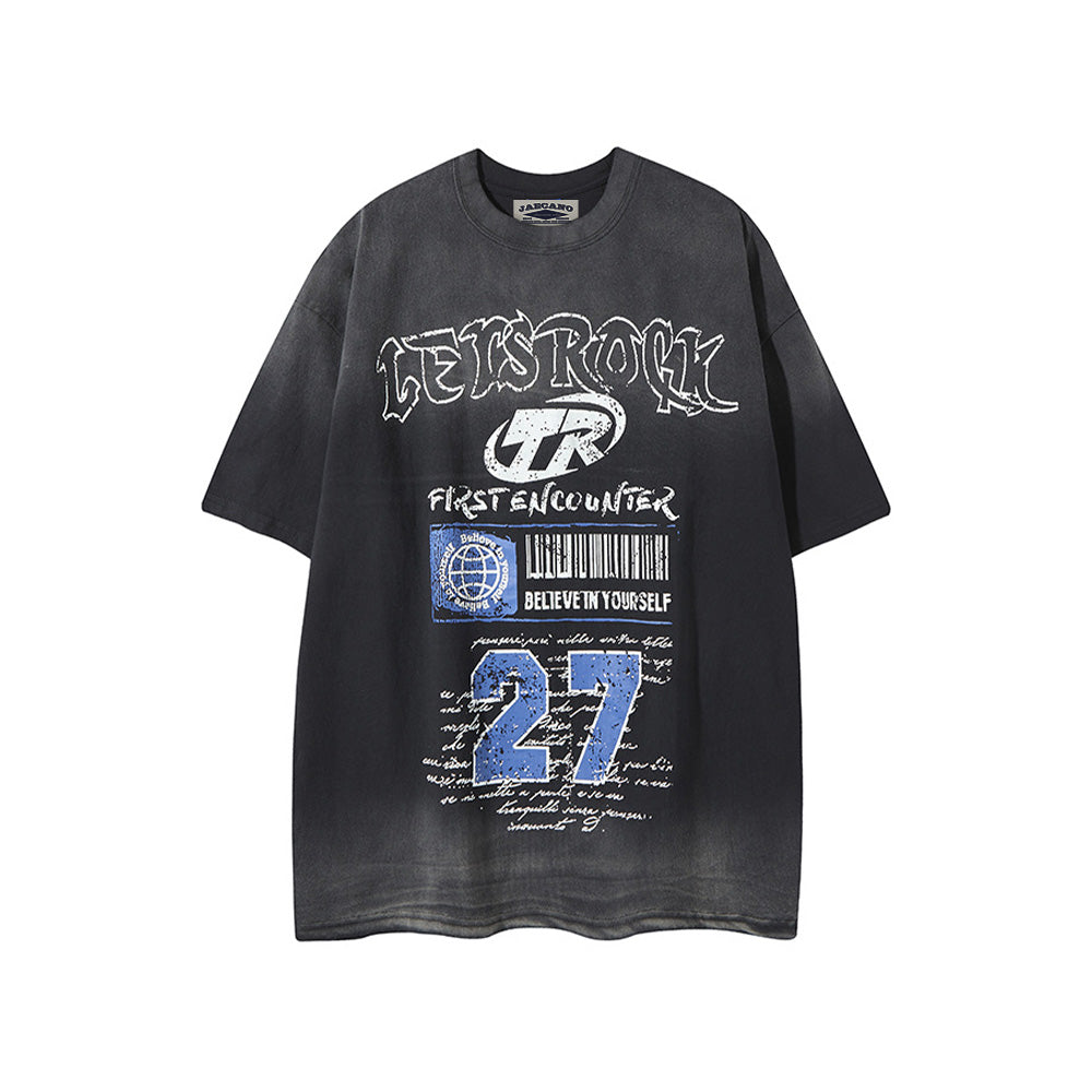 레트로 잉크젯 모터사이클 스타일 반팔