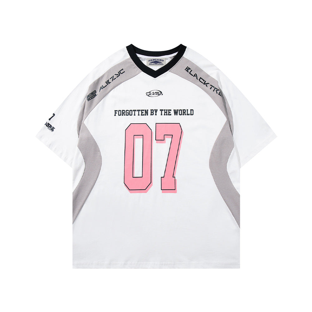 스포츠 스타일 패치워크 반팔