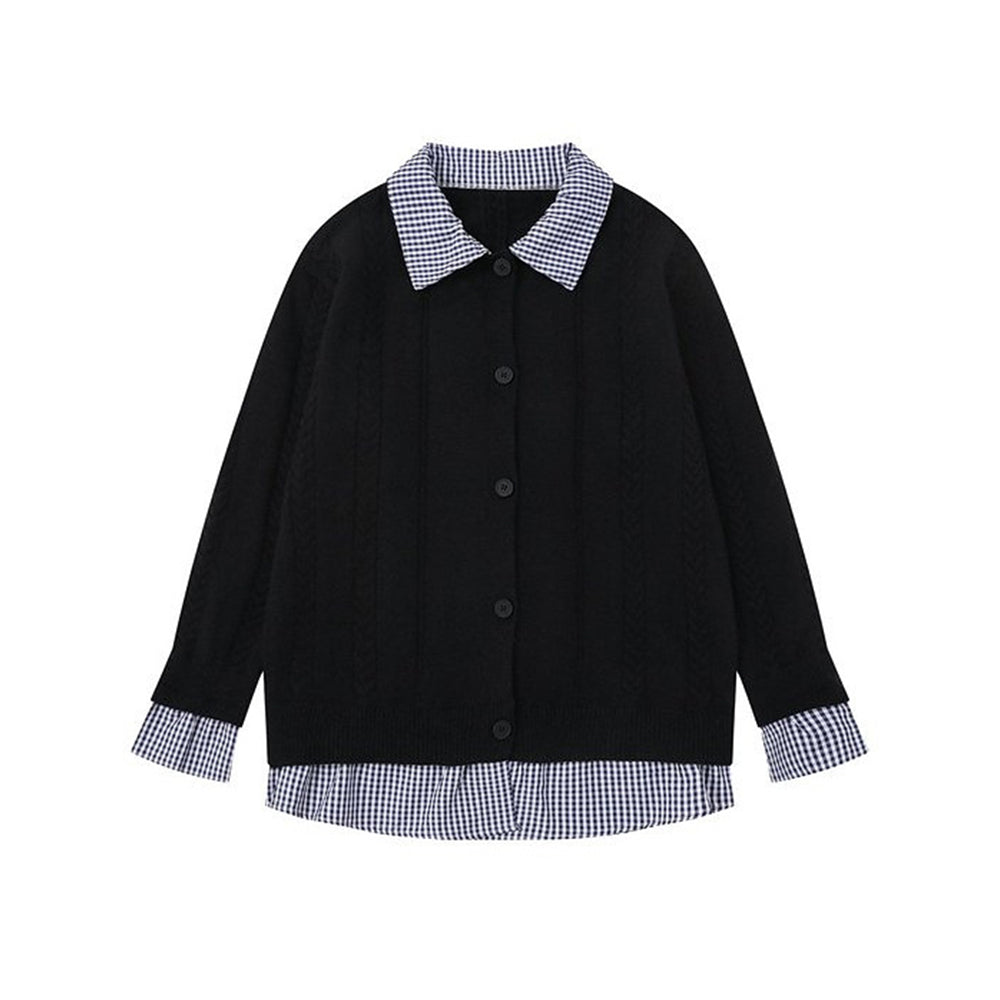 가짜 투피스 스플라이스 커플 스웨터