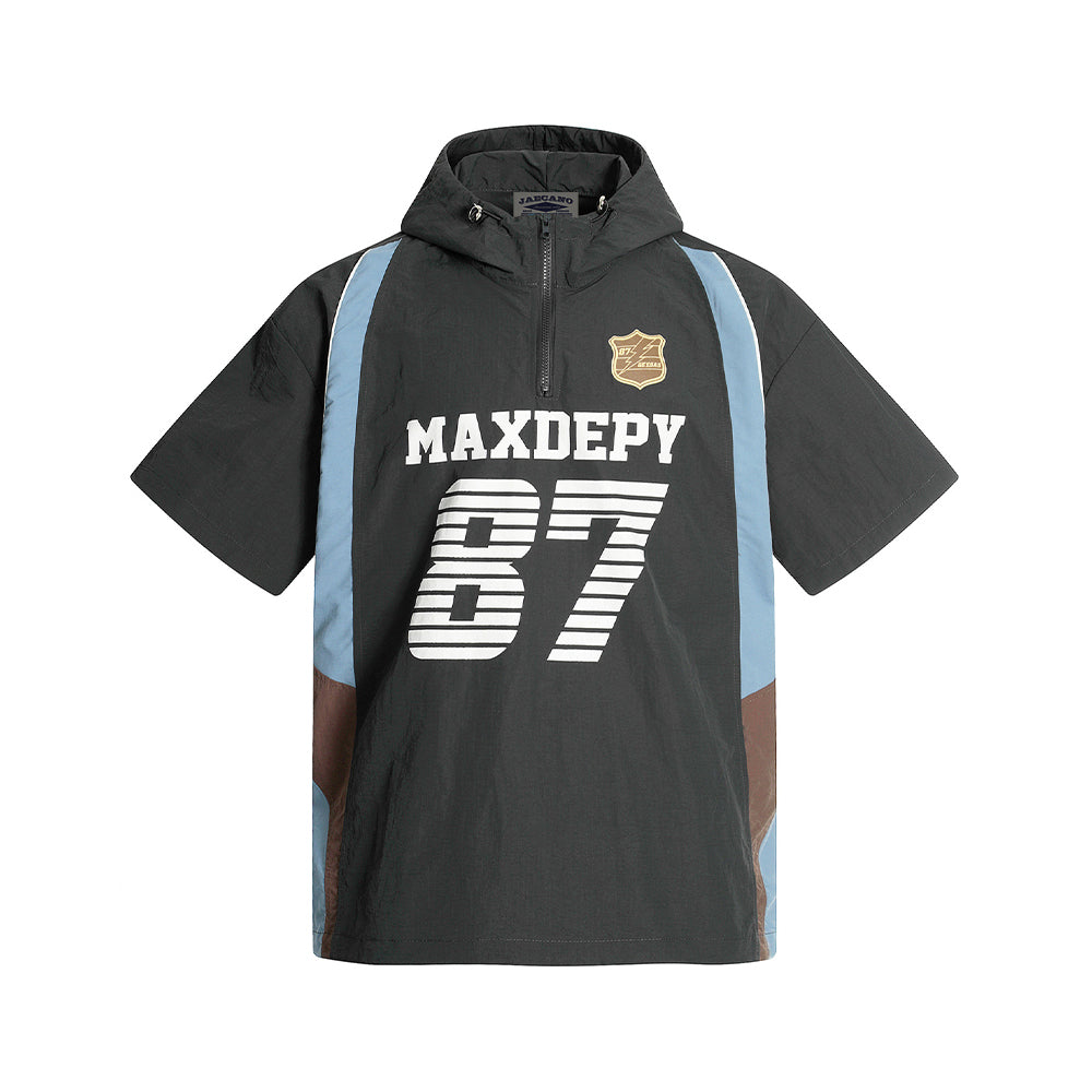 레트로 레터 후드 반팔