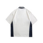 Contrast color stitching polo short sleeves