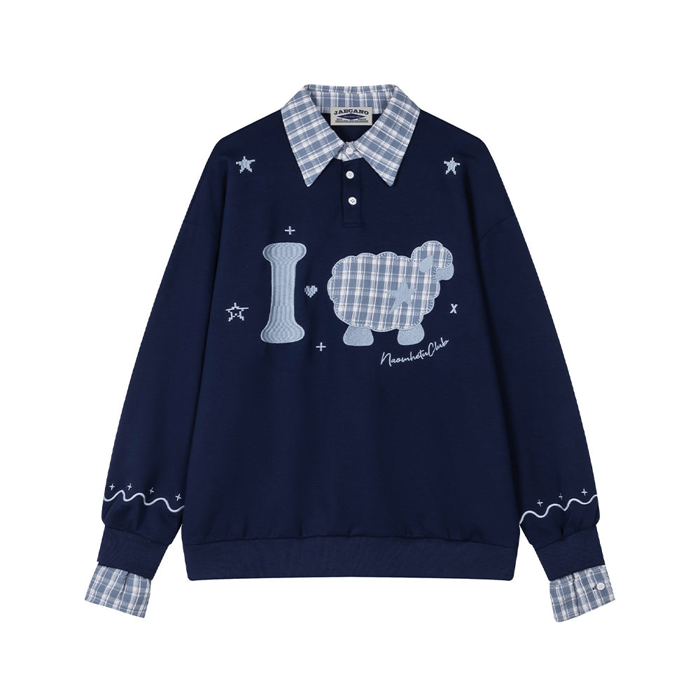 假兩件小羊衛衣