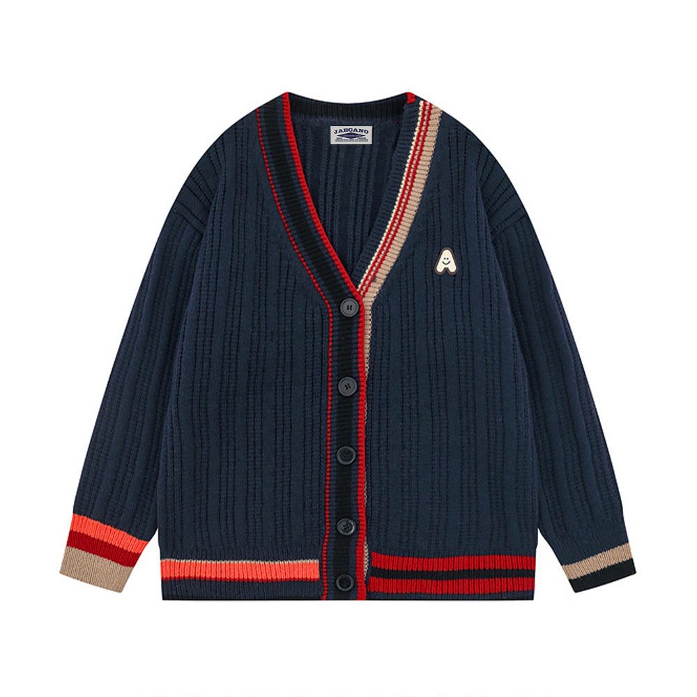 學院風v領針織外套