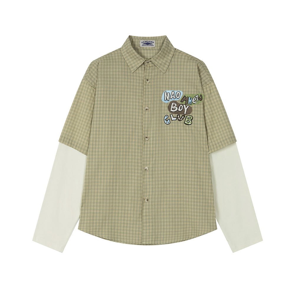 Fake two-piece long-sleeved shirt