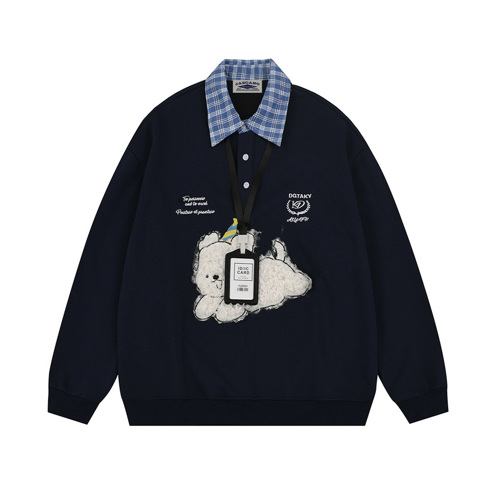 毛絨小狗假兩件polo衛衣