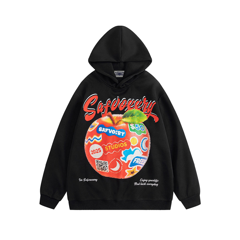 애플 레터 프린트 후드티