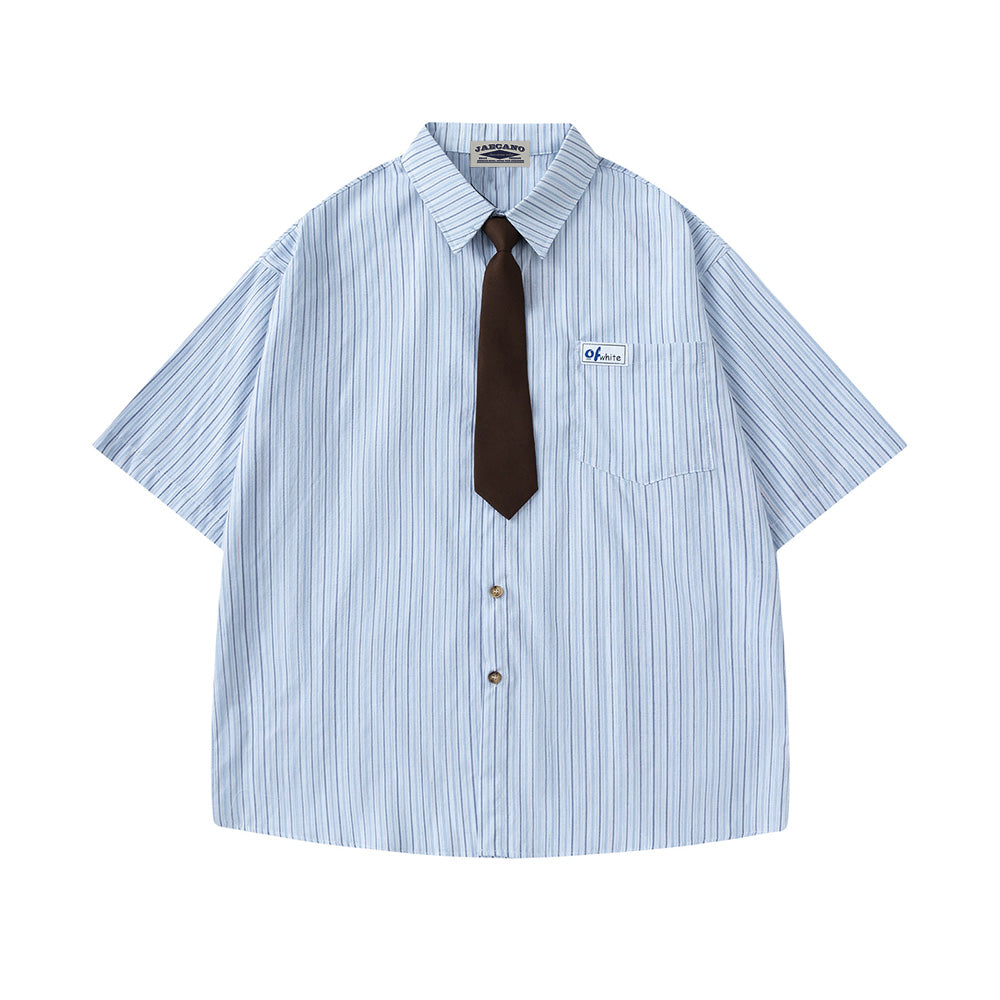 Striped short-sleeved shirt