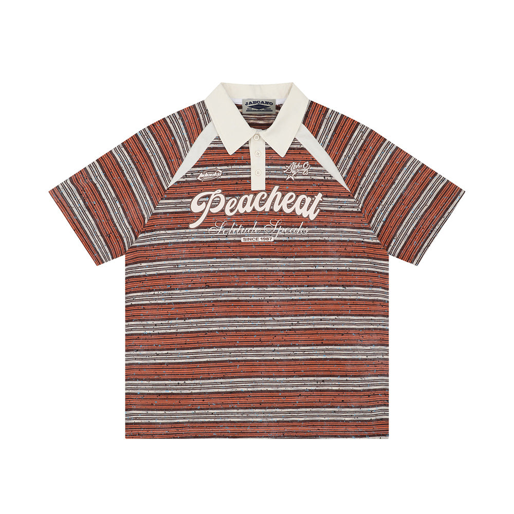 대조적인 줄무늬 짧은 소매