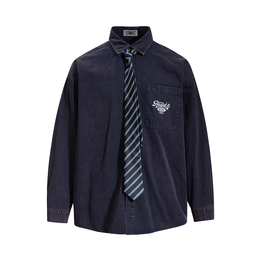 Distressed versatile long-sleeved shirt