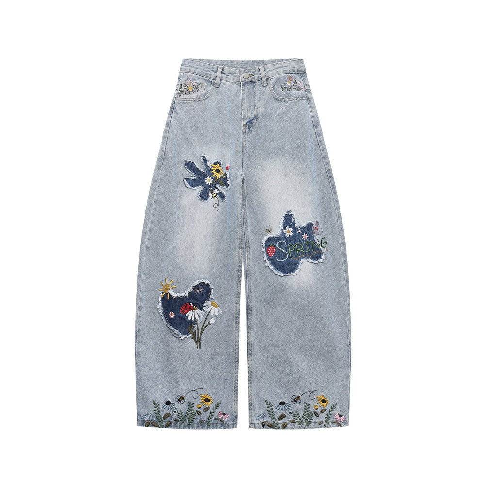 Washed straight jeans