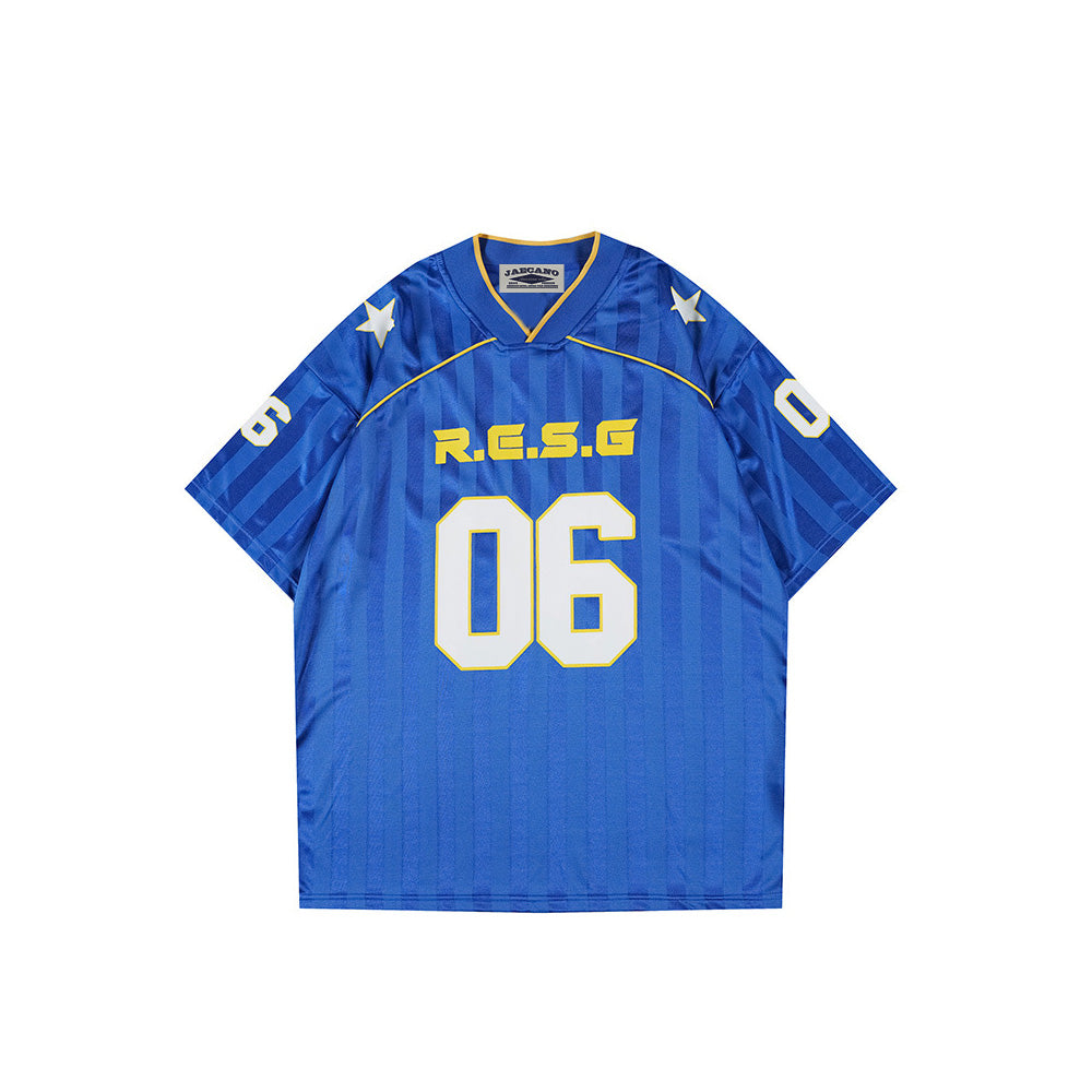 v領運動條紋短袖