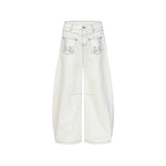 Loose-fitting washed denim jeans