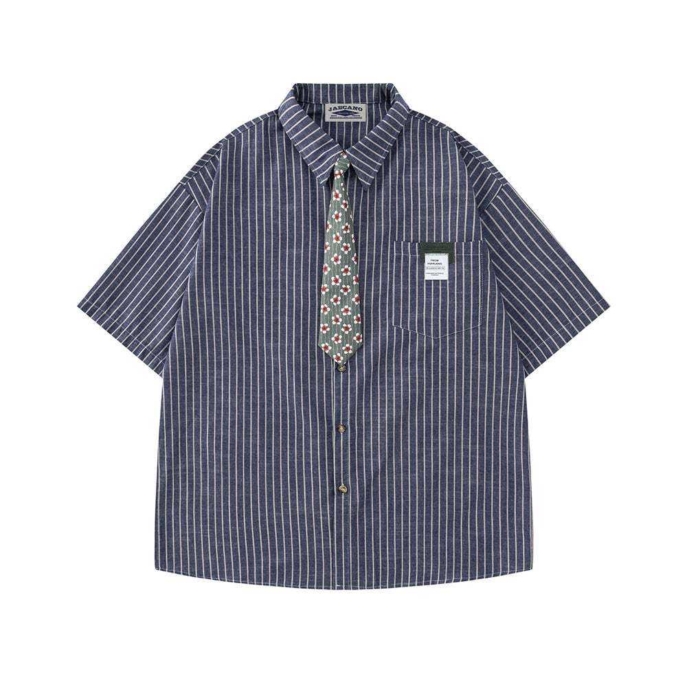 復古碎花短袖襯衫