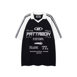 레트로 콘트라스트 프린트 반소매