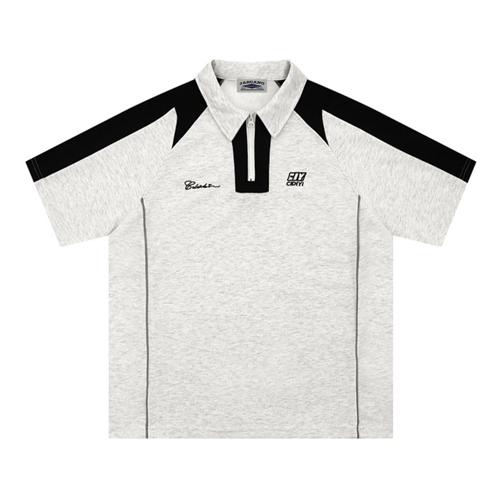 레트로 컬러 블록 반소매