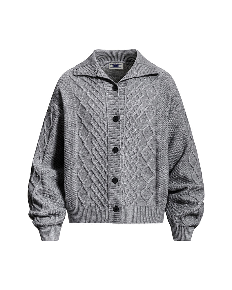 Retro diamond pattern sweater coat