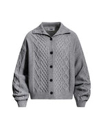 Retro diamond pattern sweater coat