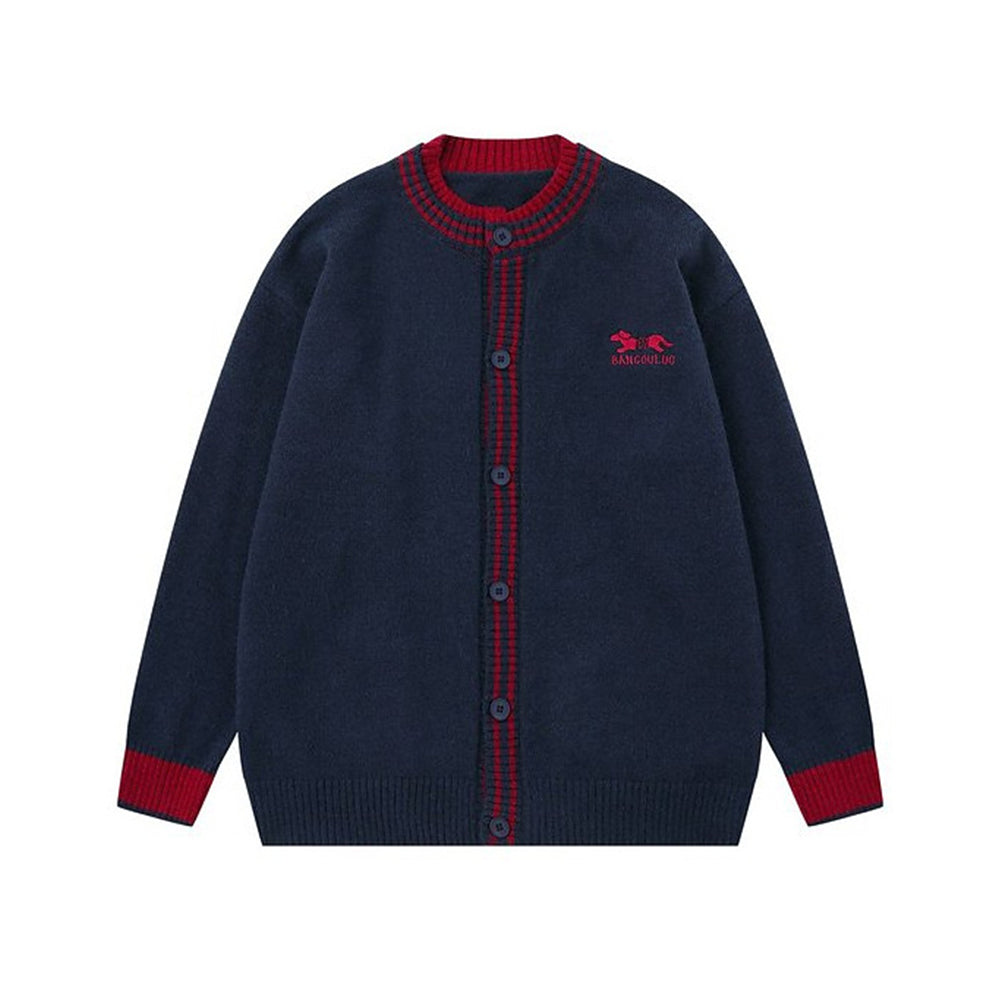 대비색 크루넥 스웨터