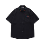 Embroidered plaid short-sleeved shirt