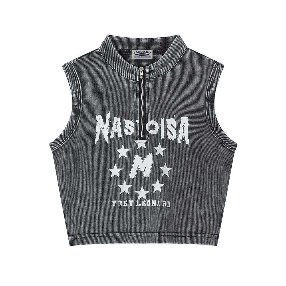 Distressed printed vest (women's)