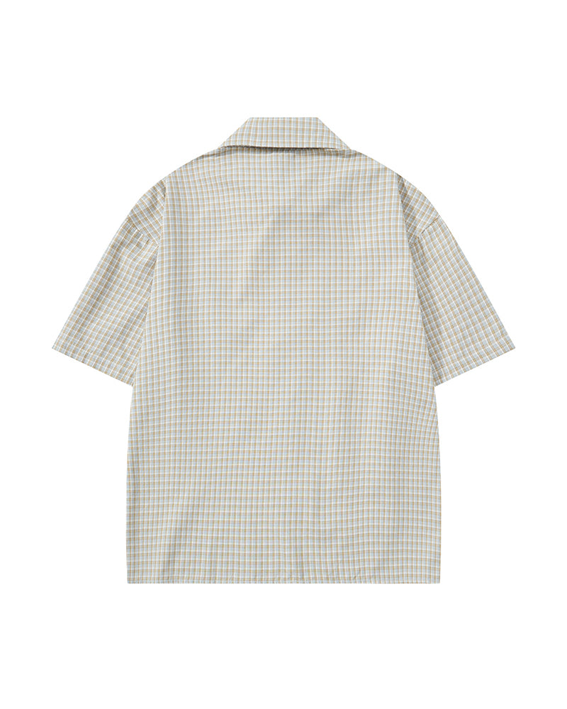 Retro plaid short-sleeved shirt