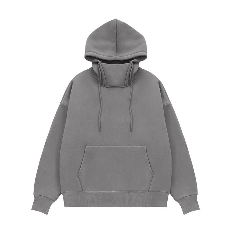 Retro half turtleneck hooded sweatshirt