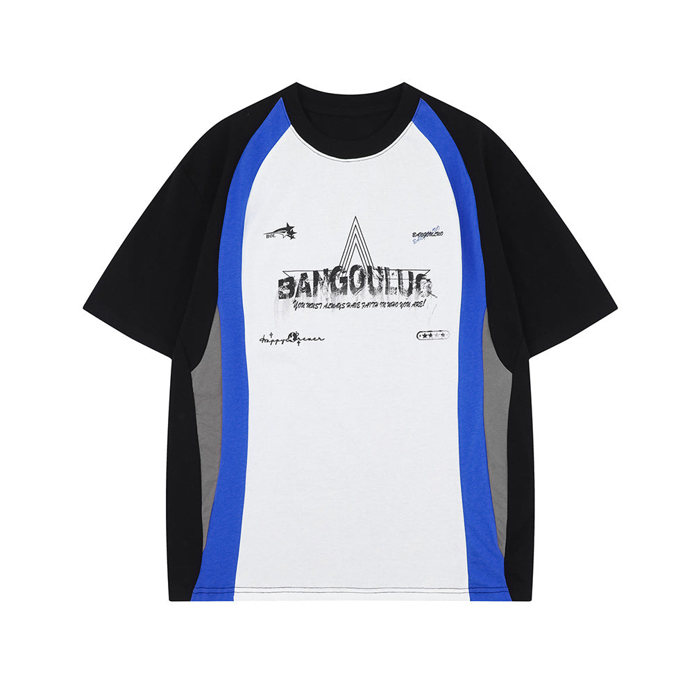 레트로 스포츠 컬러블록 반팔