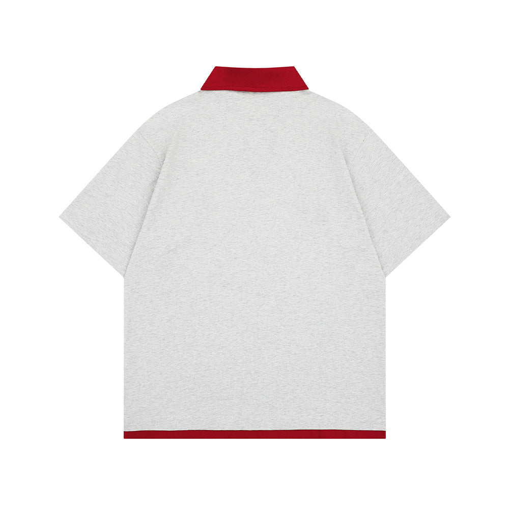 레트로 콘트라스트 라펠 반팔