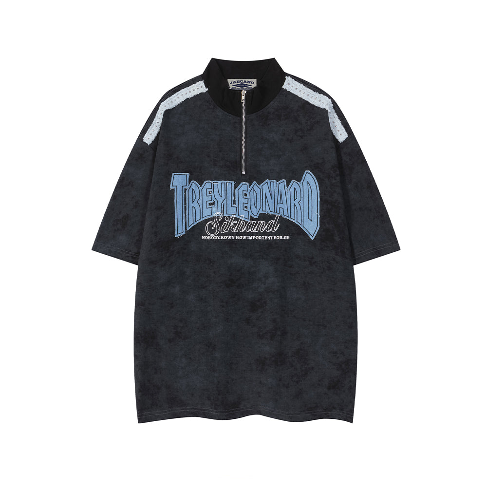 Retro embroidered polo short sleeves