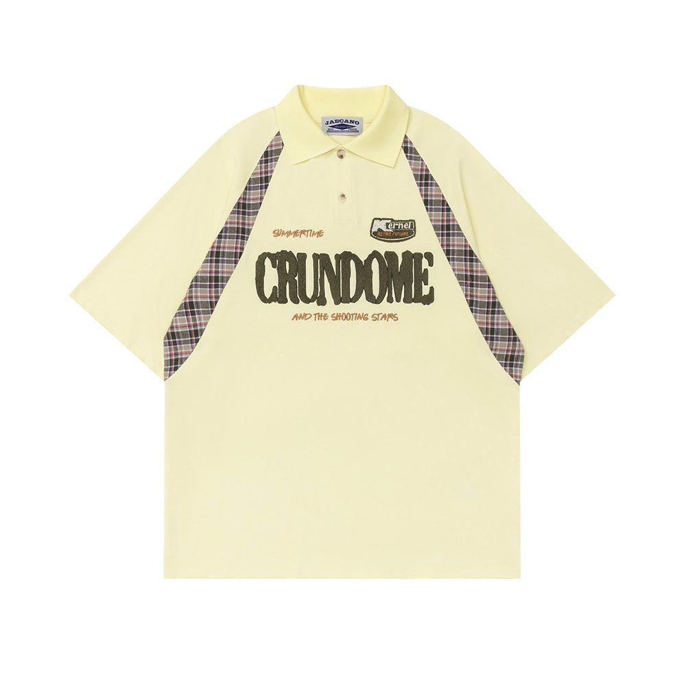 문자 자수 짧은 소매