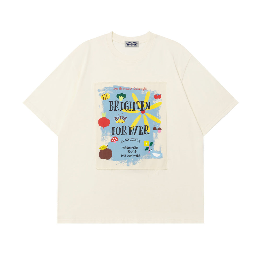 레트로 레터 프린트 반소매