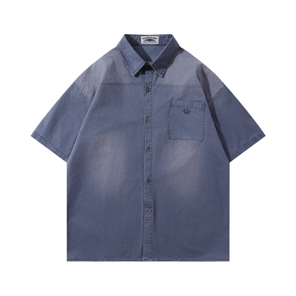 Vintage workwear short-sleeved shirt