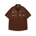 Floral embroidered short-sleeved shirt