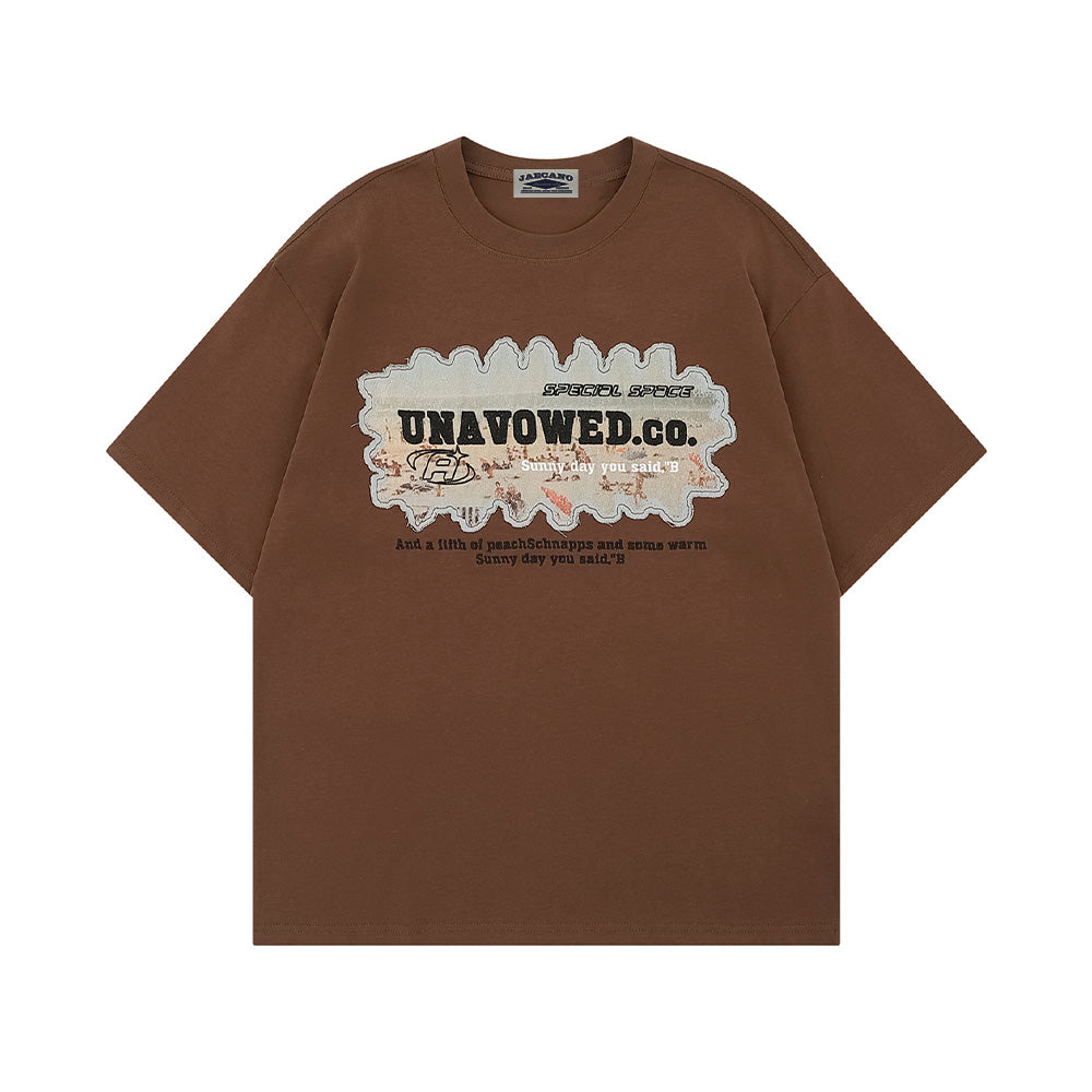 레트로 레터 패치 반팔