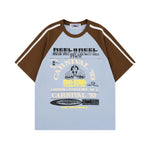 레트로 콘트라스트 프린트 반소매