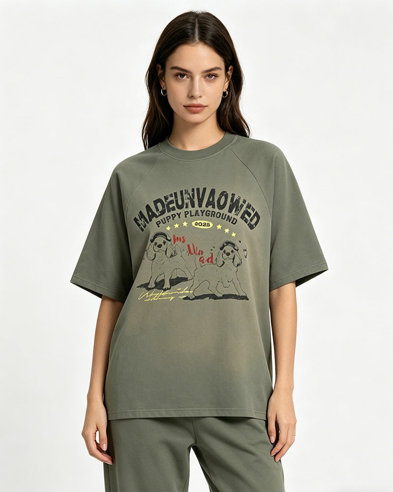 빈티지 라운드넥 반팔 티셔츠