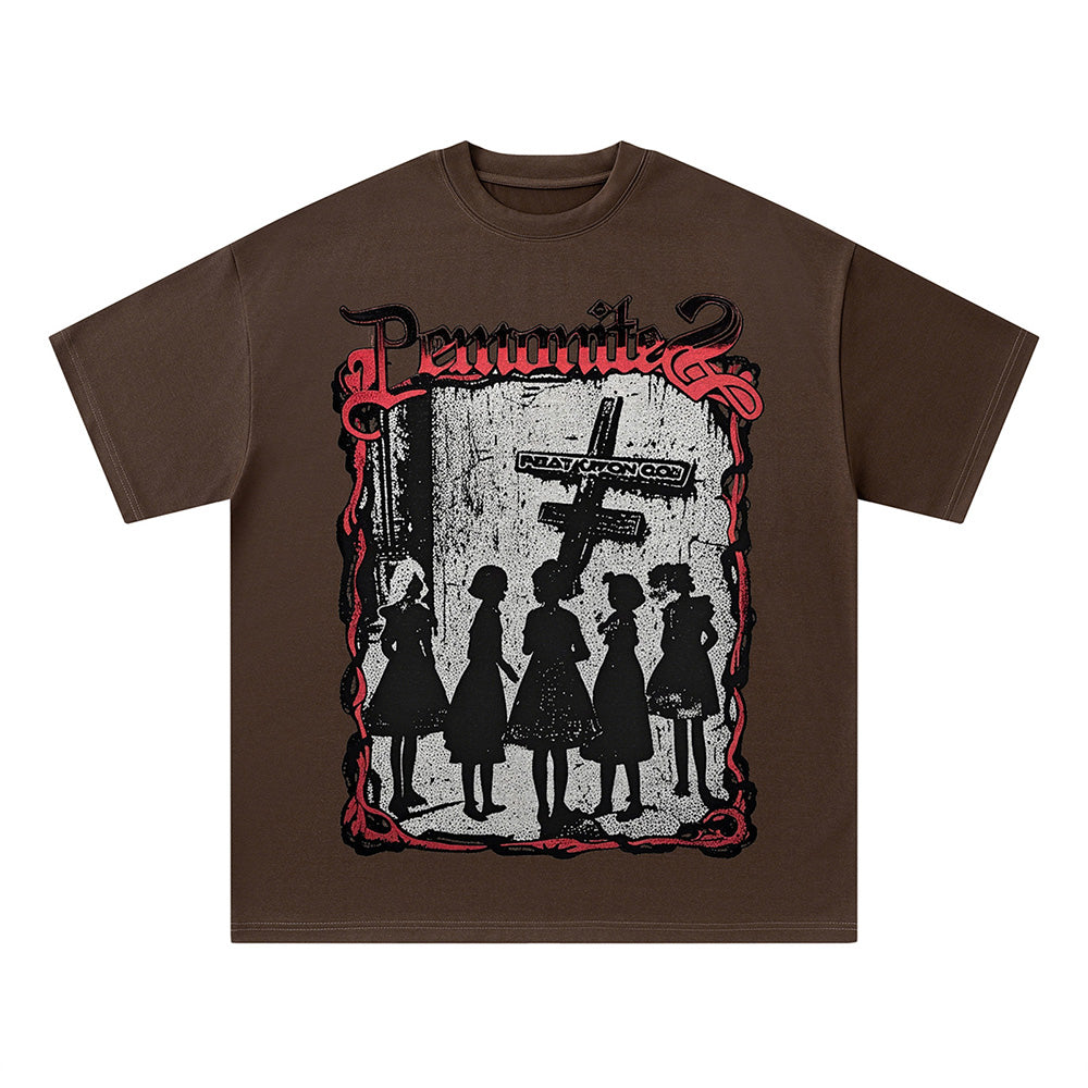 레트로 프린트 반소매