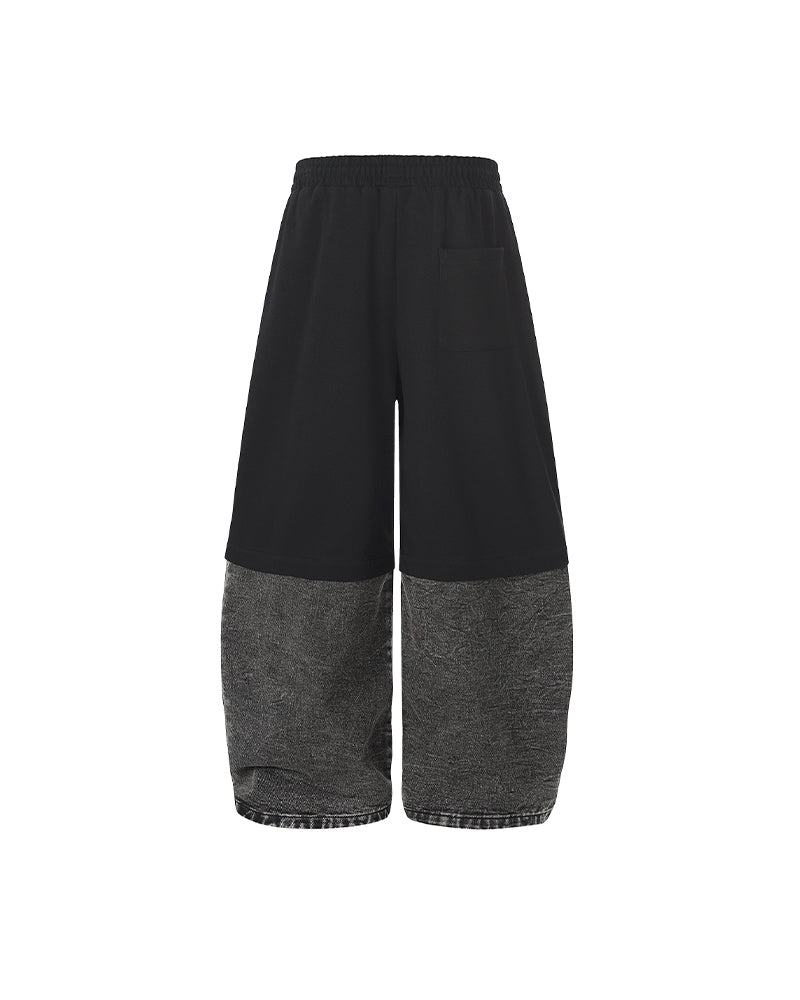 Denim patchwork trousers