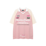 콘트라스트 컬러 캐주얼 프린트 반팔