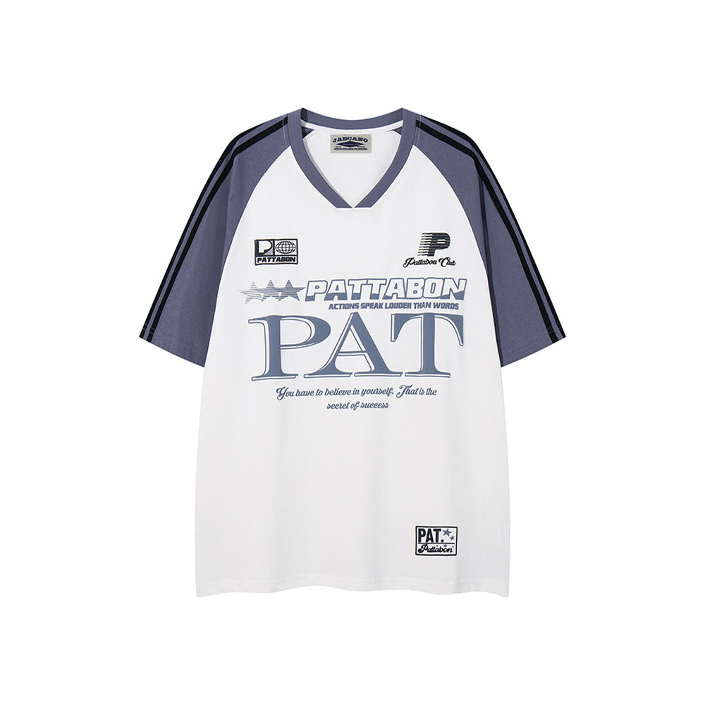 레트로 콘트라스트 프린트 반소매