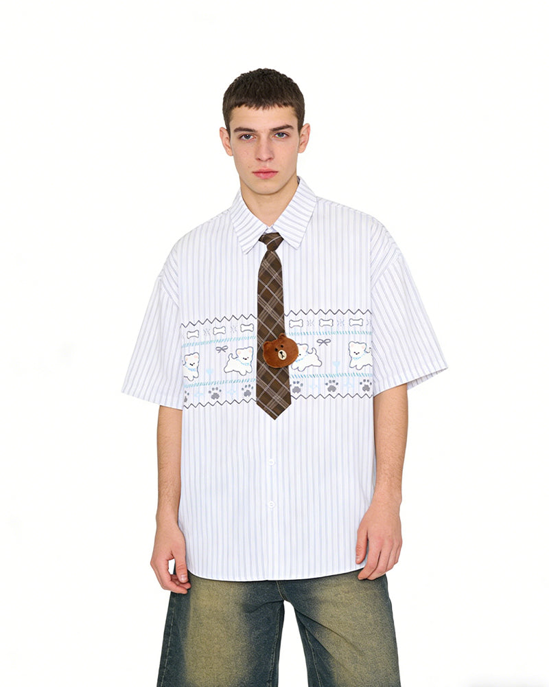 卡通小狗短袖襯衫