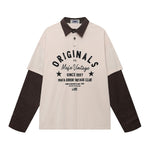 Retro patchwork fake two-piece lapel long sleeves