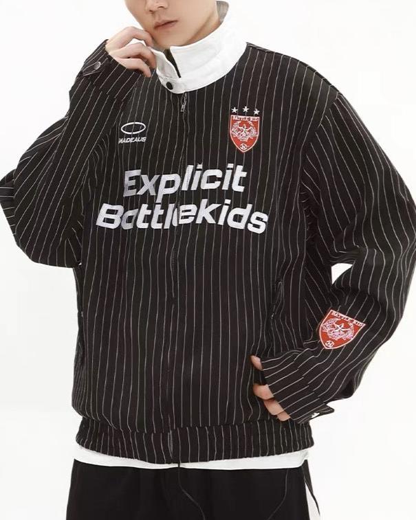 Retro sports contrast striped jacket