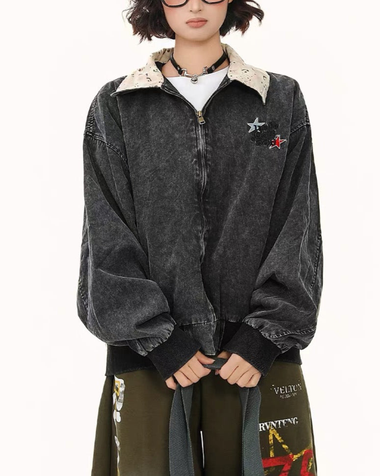 embroidered contrast jacket