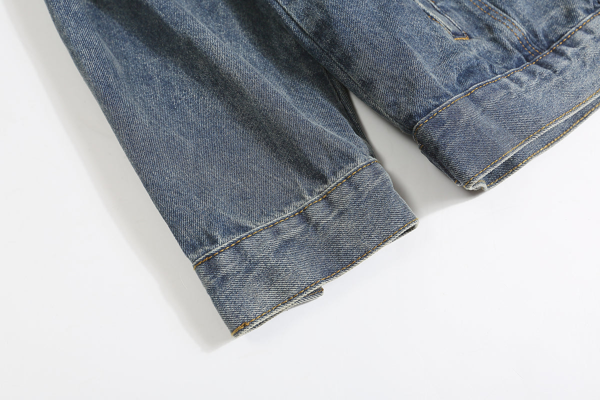 Retro cartoon embroidered denim jacket