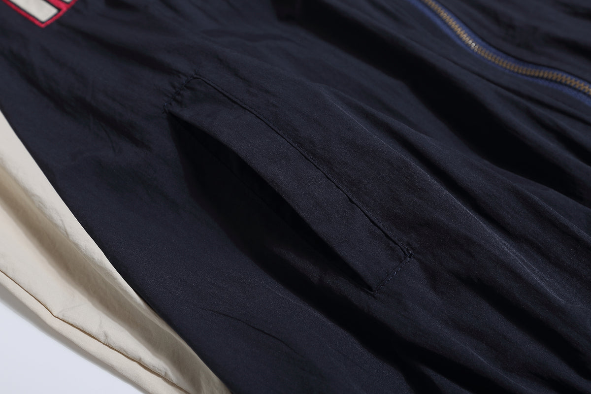 American retro patchwork sports short-sleeved jacket