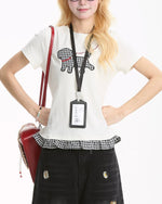 Spliced design short sleeves (women's)